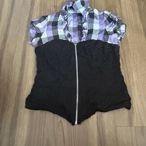 Purple and Black Plaid Top for women size s